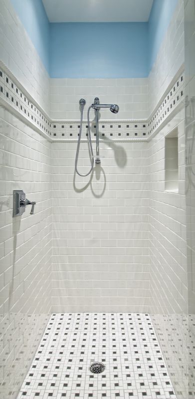 Modern Shower with Built-In Shelves